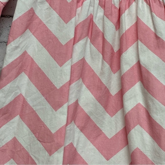 Southern Sunshine Kids 3T Pink White Chevron Ruffle Bell Sleeve Dress - Picture 3 of 8